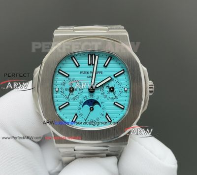 PPF Replica Patek Philippe Nautilus Perpetual Calendar Baby Blue Dial Steel Watch 